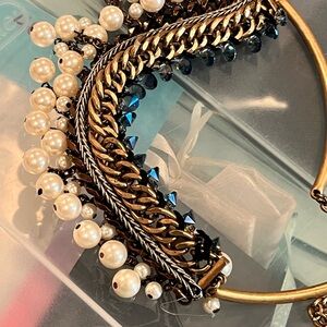 ZARA Boho Bib with Faceted Blue Rhinestones and Lobster Clasp Closure